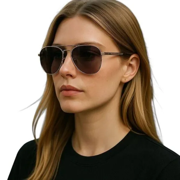 Rocawear Silver Aviator Style Sunglasses with NEW Soft Leather Case - Picture 2 of 16